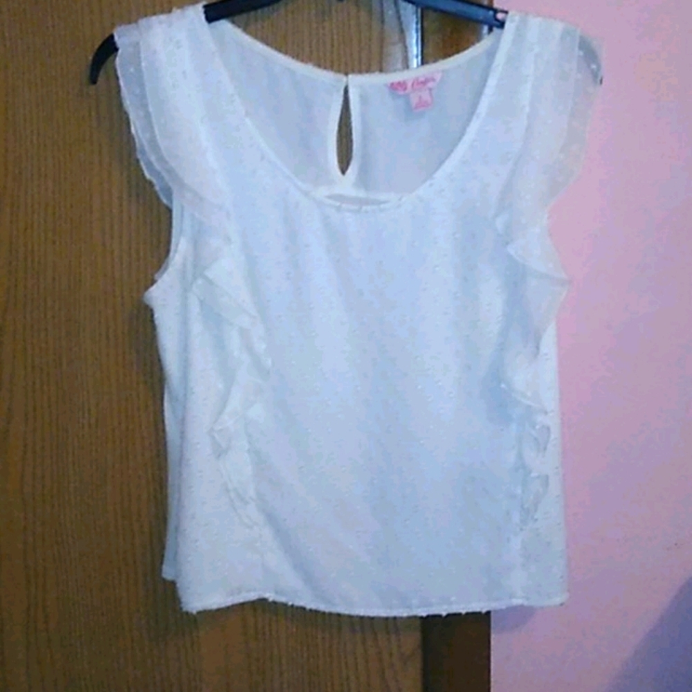 White sleeveless top